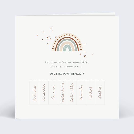 Faire part naissance Devinez son prénom Recto