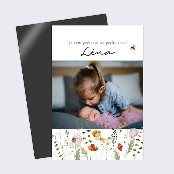 Faire part naissance Fleurs champs