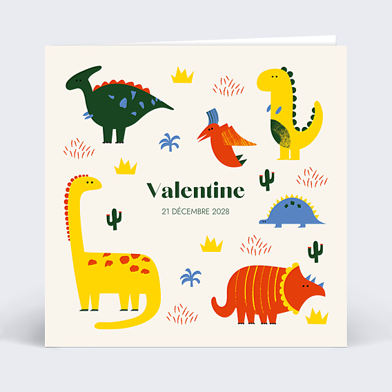 Faire-part Naissance Dinosaures Mignons