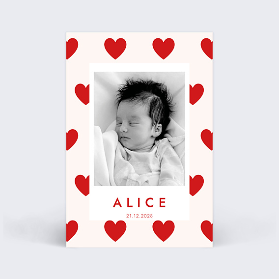 Faire-part Naissance Coeurs