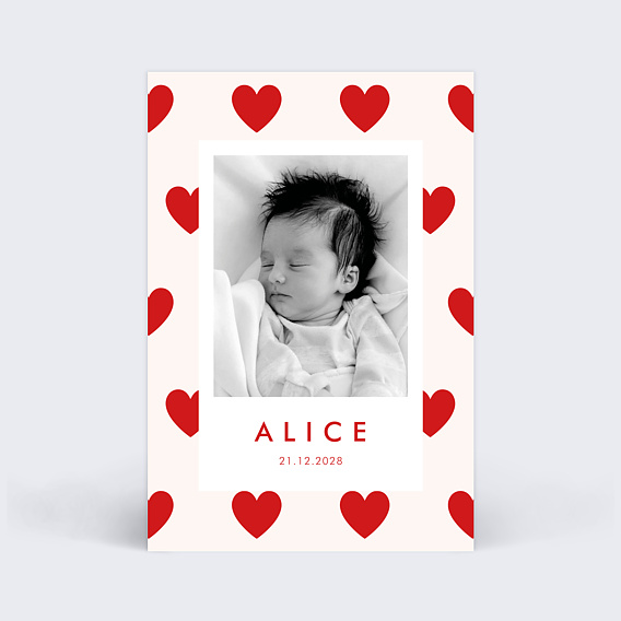 Faire part naissance Coeurs