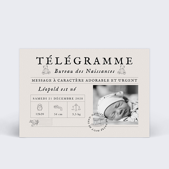 Faire-part Naissance Télégramme