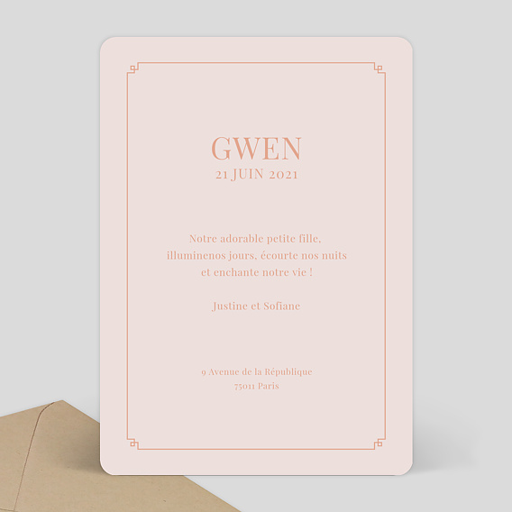 Faire part naissance Racines Verso