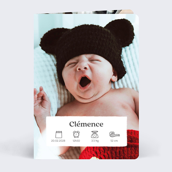 Faire part naissance Etiquette pictos