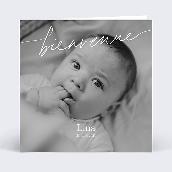 Faire-part Naissance Bienvenue Blanc