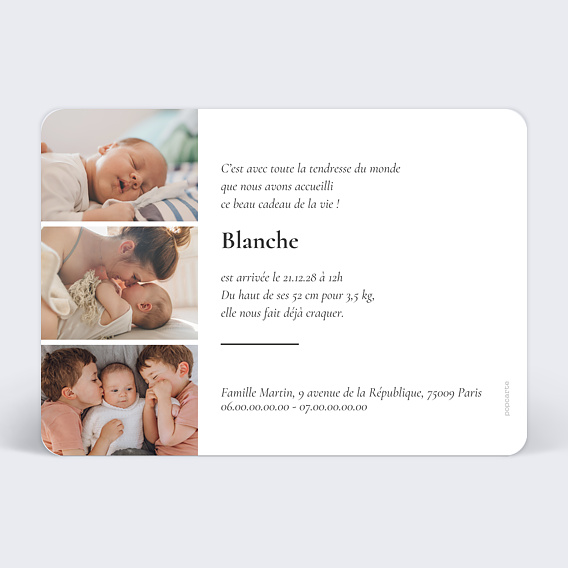 Faire part naissance Famille Nombreuse Verso