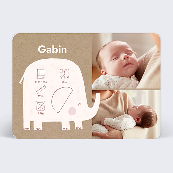 Faire-part Naissance Certificat Éléphant