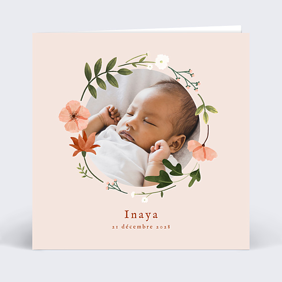 Faire part naissance Couronne de Fleurs II