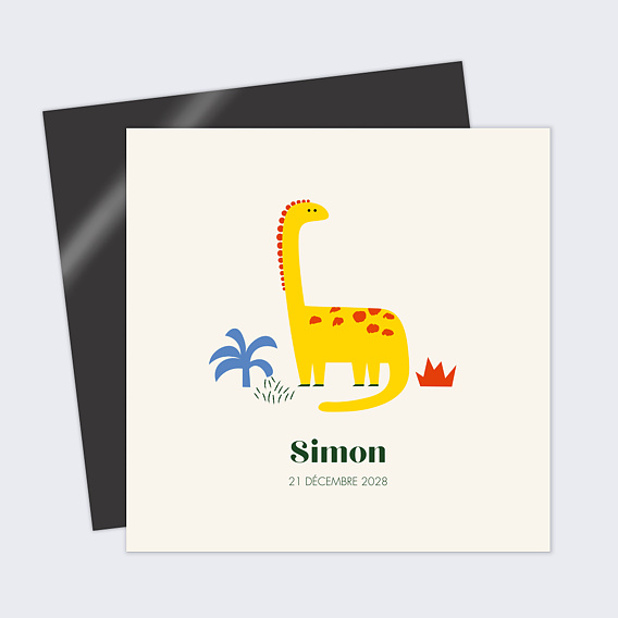 Faire part naissance Dinosaure Jaune