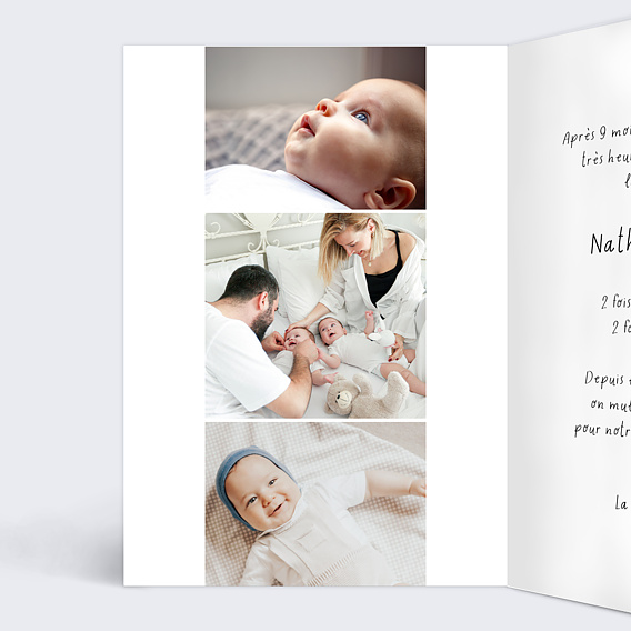 Faire part naissance Jumeaux Citation Intérieur Gauche