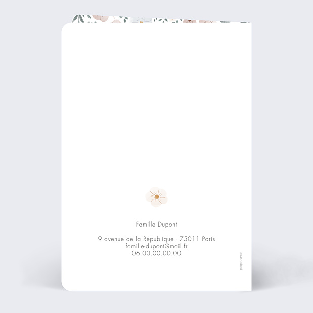 Faire-part Naissance Frise Fleurie Verso