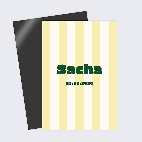 Faire part naissance Rayure jaune beurre