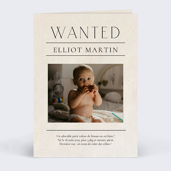 Faire part naissance Wanted baby