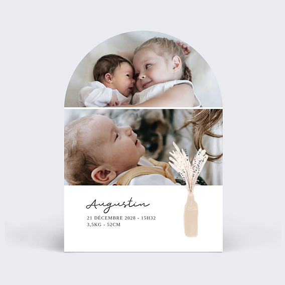 Faire part naissance Fleur de pampa