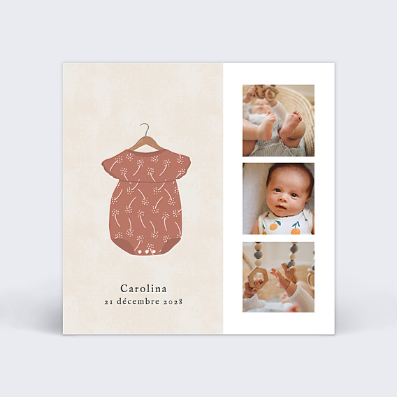 Faire-part Naissance Petits Vêtements Fille
