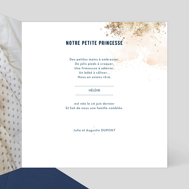 Faire-part de Naissance Dorure Mystique Intérieur Droit
