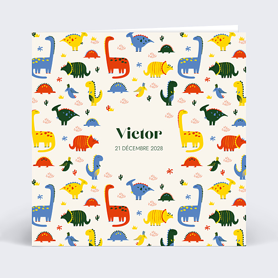 Faire part naissance Motif Dinosaure