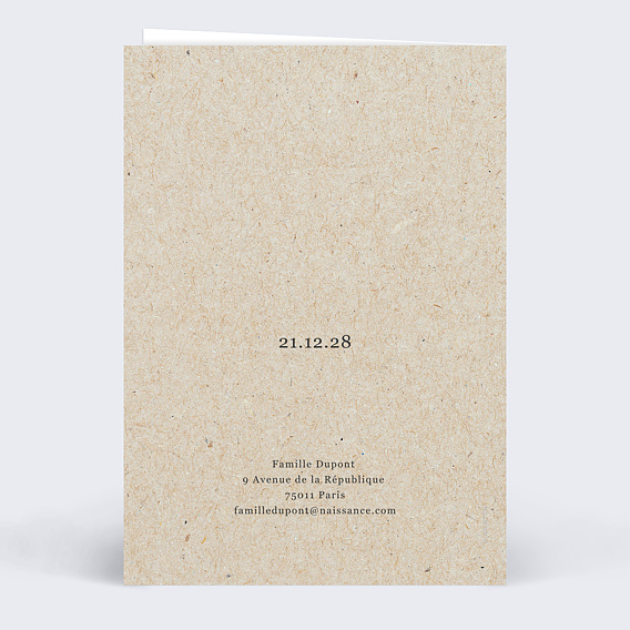 Faire part naissance Photomaton Nature Verso