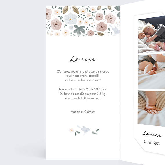 Faire-part Naissance Frise Fleurie