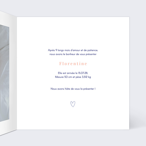 Faire part naissance Petit Tigre Intérieur Droit