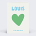 Faire part naissance Cœur iconique vert