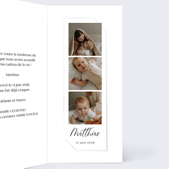 Faire-part Naissance Triptyque Moderne