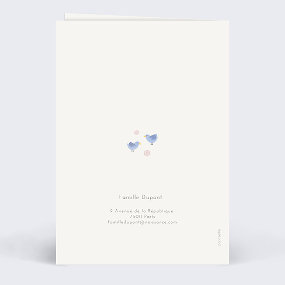 Faire part naissance Animaux pattern Verso