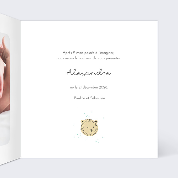 Faire part naissance Tanzanie Intérieur Droit