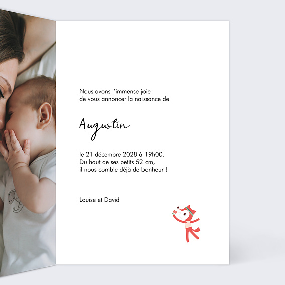 Faire part naissance Lilliputiens x Popcarte - certificat Intérieur Droit