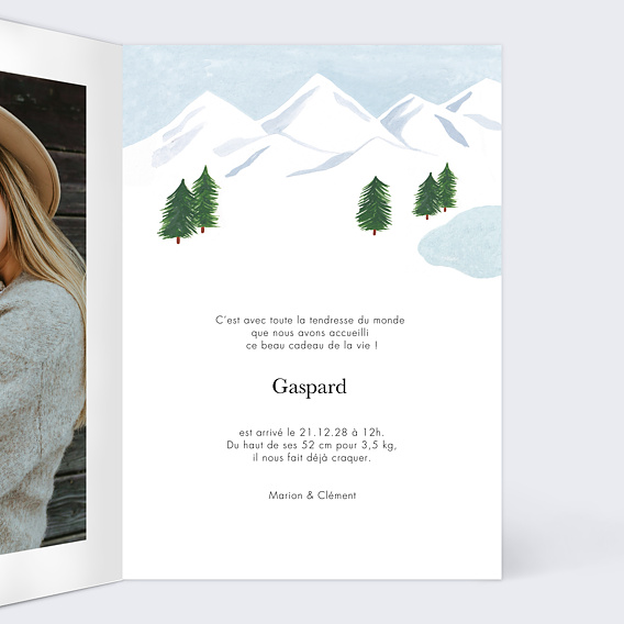 Faire part naissance Naissance à la montagne Intérieur Droit