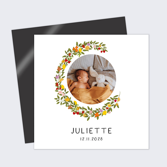 Faire part naissance Couronne fruitée