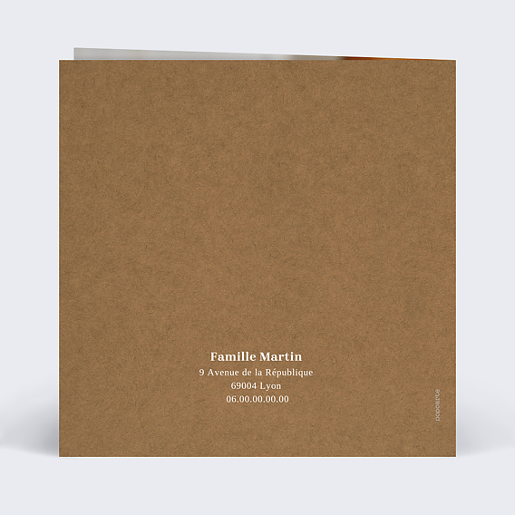 Faire part naissance Célébration Verso