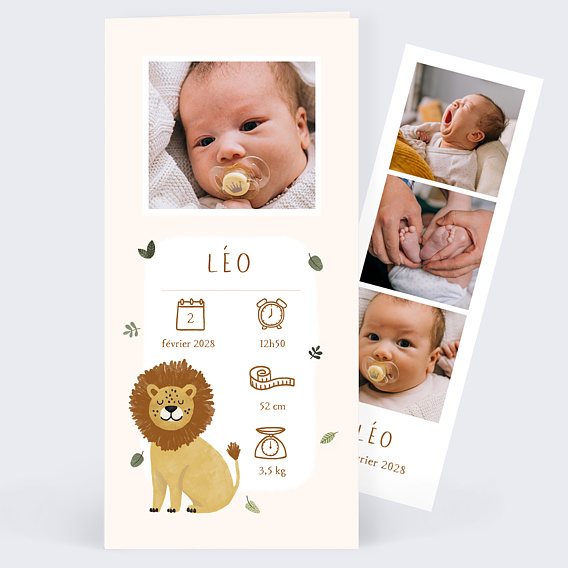 Faire part naissance Lion picto