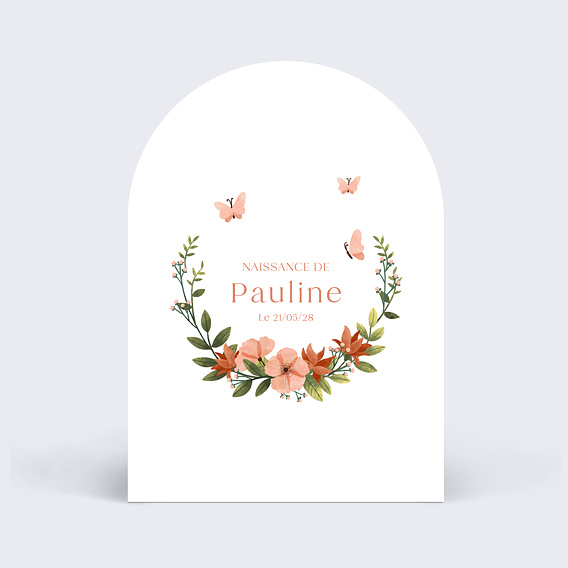 Faire part naissance Papillon Rose