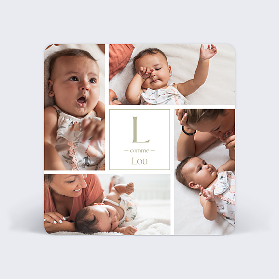 Faire-part Naissance Lettrine Multiphoto