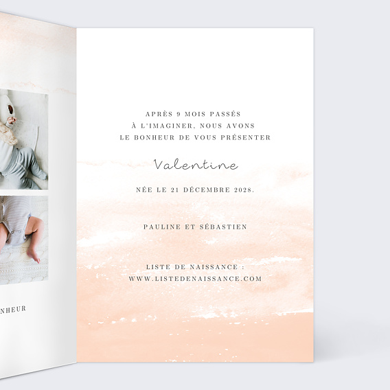 Faire part naissance Brume Intérieur Droit