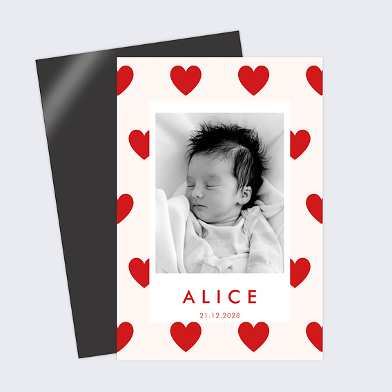 Faire part naissance Coeurs