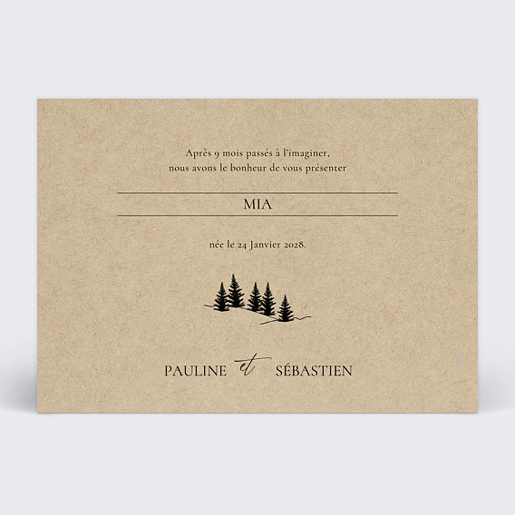 Faire part naissance Montagnes Verso