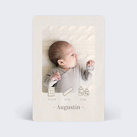 Faire-part Naissance Pictos Douceur de Lin