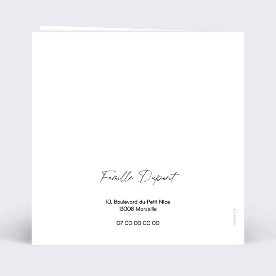 Faire part naissance Petit trésor Verso