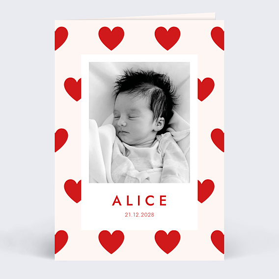 Faire part naissance Coeurs