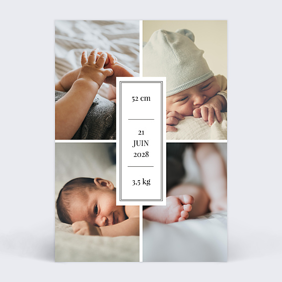 Faire part naissance Étiquette Verticale