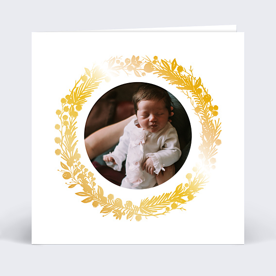 Faire-part Naissance Dorure Jolie Couronne