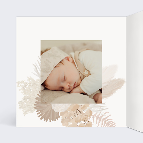 Faire part naissance Bohème rosé Intérieur Gauche