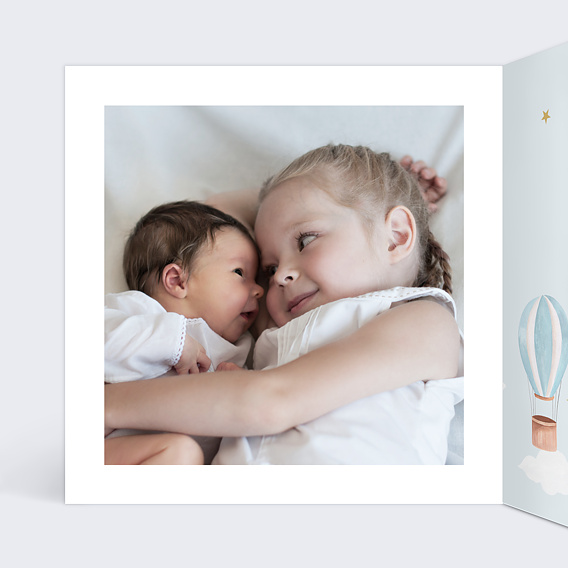 Faire part naissance Ciel et Montgolfières Intérieur Gauche