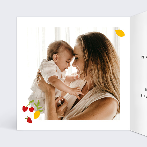 Faire part naissance Couronne fruitée Intérieur Gauche