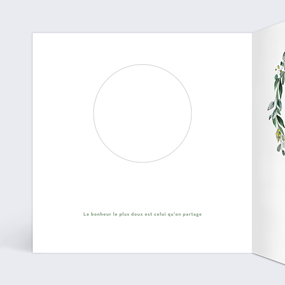 Faire part naissance Découpe Eucalyptus Intérieur Gauche