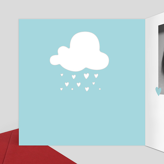 Faire part naissance Découpe Nuage Cœurs Intérieur Gauche