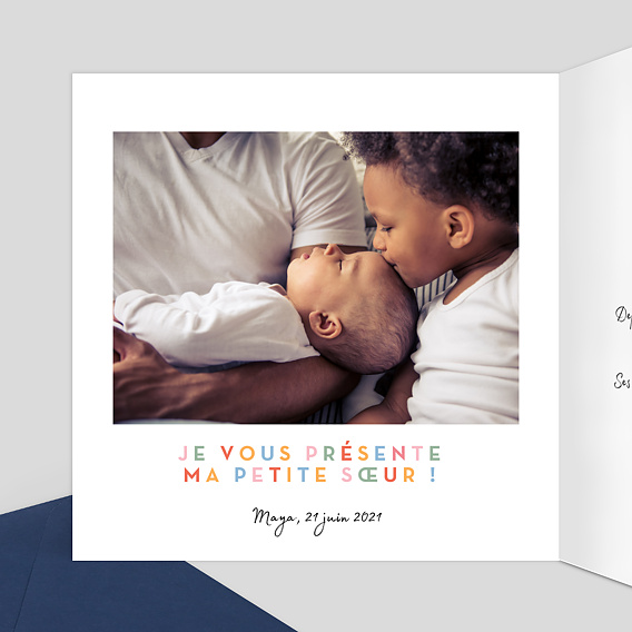 Faire part naissance Devinette Colorée Intérieur Gauche