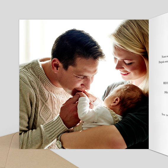 Faire part naissance Dorure Couronnée Intérieur Gauche